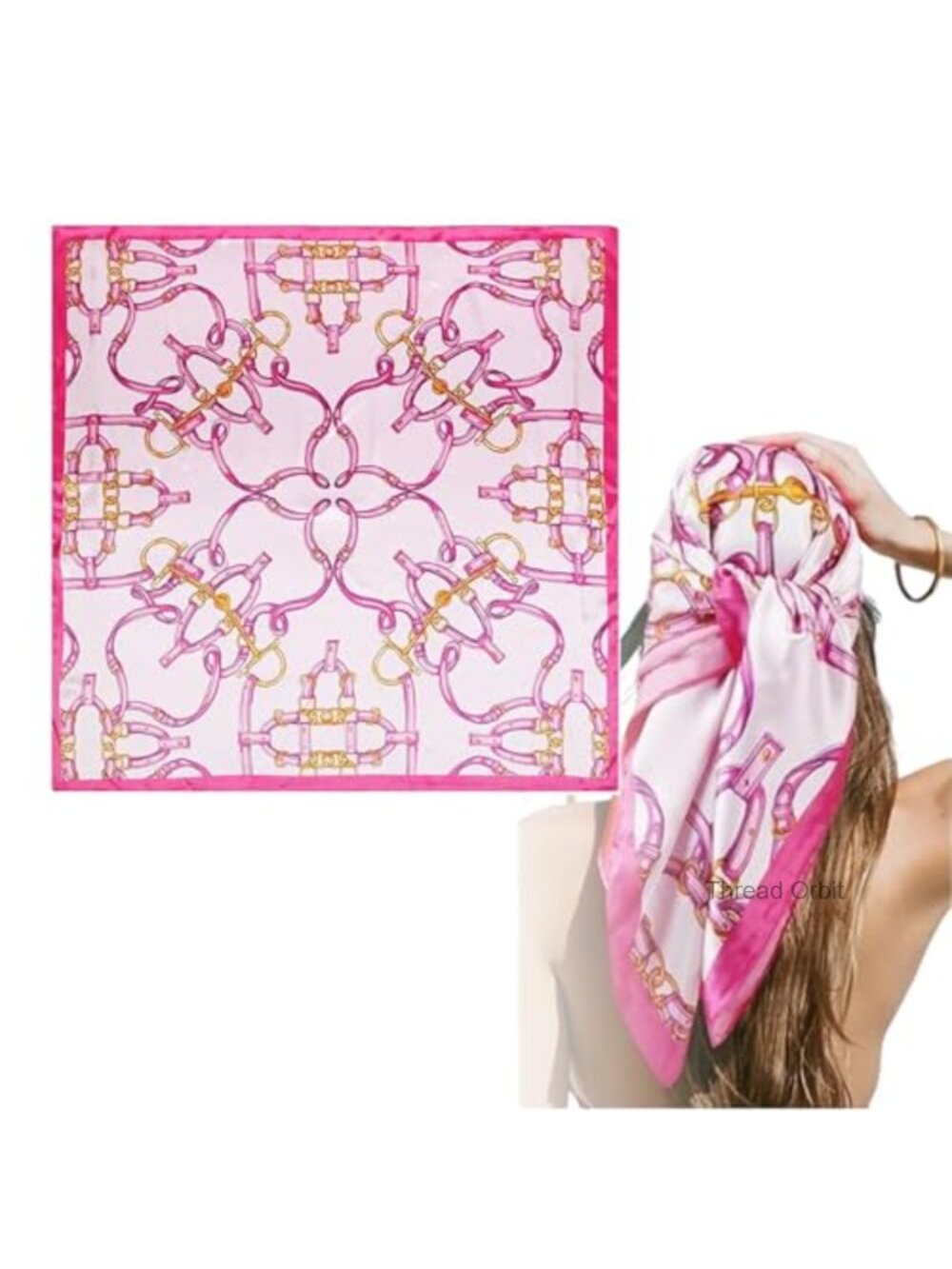 Large Satin Square Scarf Silk Like Hair Neck Scarf Bandana